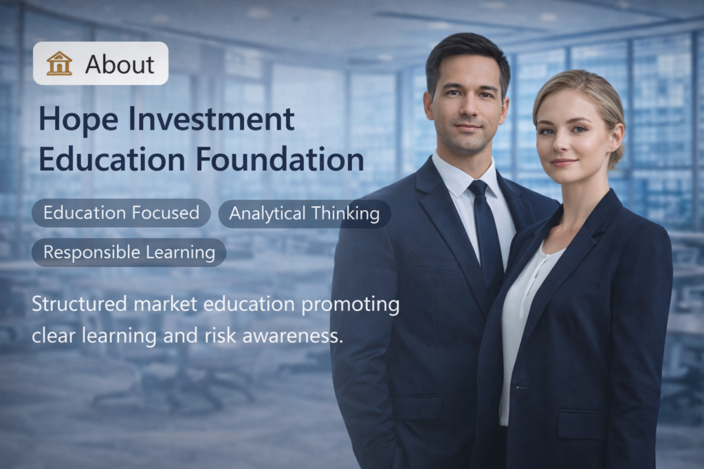 Hope Investment Education Foundation about page image featuring professional team and modern corporate office background